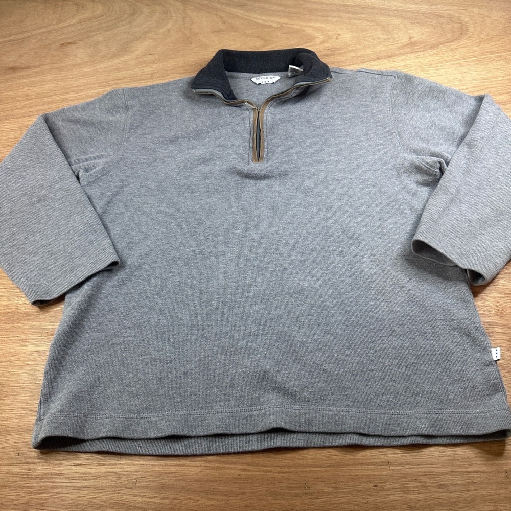 Covington Quarter Zip Pullover Sweater Mens Medium Gray Cotton Mock Neck